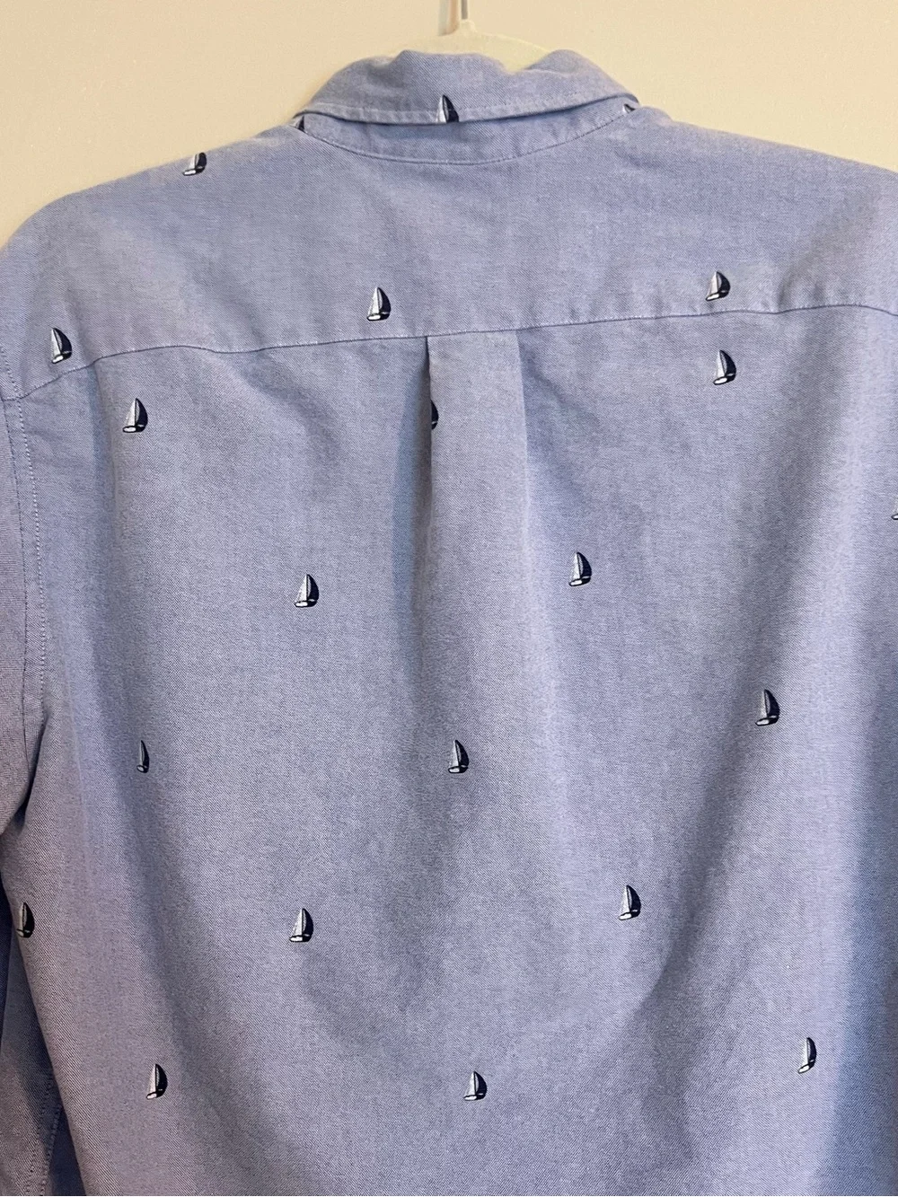 J. Crew Light Blue Button-Down Shirt with Sailboat Details